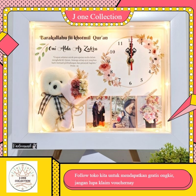 flower in frame jam boneka | frame box 3D | gift box | kado wisuda kado anniversary kdo wedding kado