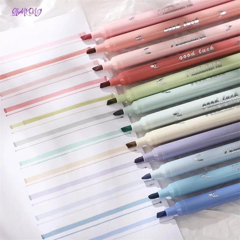 

4Pcs/set Simple Smooth Writing Marker Pen Gradient Double-ended Highlighter Set Creative DIY Student Supplies Stationery
