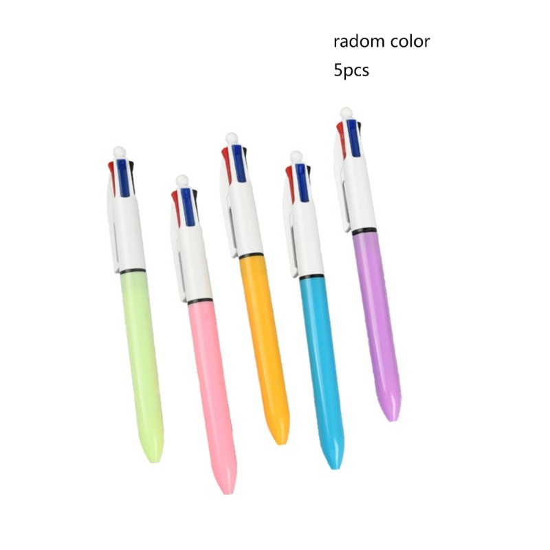 

5 Pieces Retractable Multicolored Ballpoint Pen 4-Colors-in-1 Ballpoint Pen for Kid Student Class Reward Christmas Gift