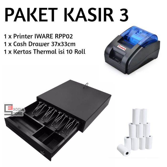 

Paket Kasir 3 : Cash Drawer + Printer Thermal Bluetooth + Roll Kertas - IWARE