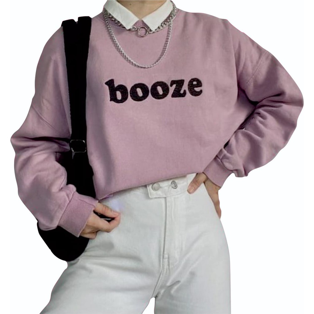 SWEATER BAJU FASHION OOTD WANITA LENGAN PANJANG KAOS CEWEK DEWASA BOOZE KEREN KEKINIAN MURAH