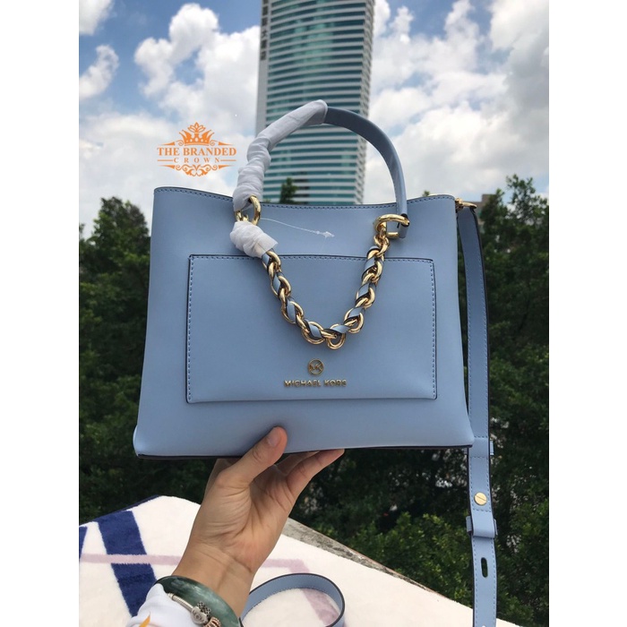 VS Tas Michael Kors Cece Small Leather Chain Messenger Bag In Blue Vvs