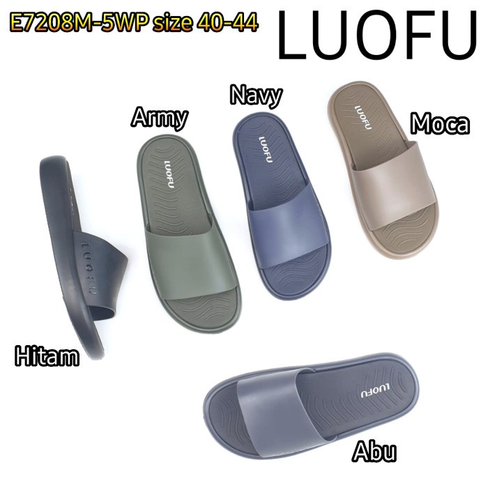 Luofu Original Jelly Sandal Karet Selop Pria Sendal Cowok E7208M-5Wp [ SANDAL LUOFU ORIGINAL IMPORT 