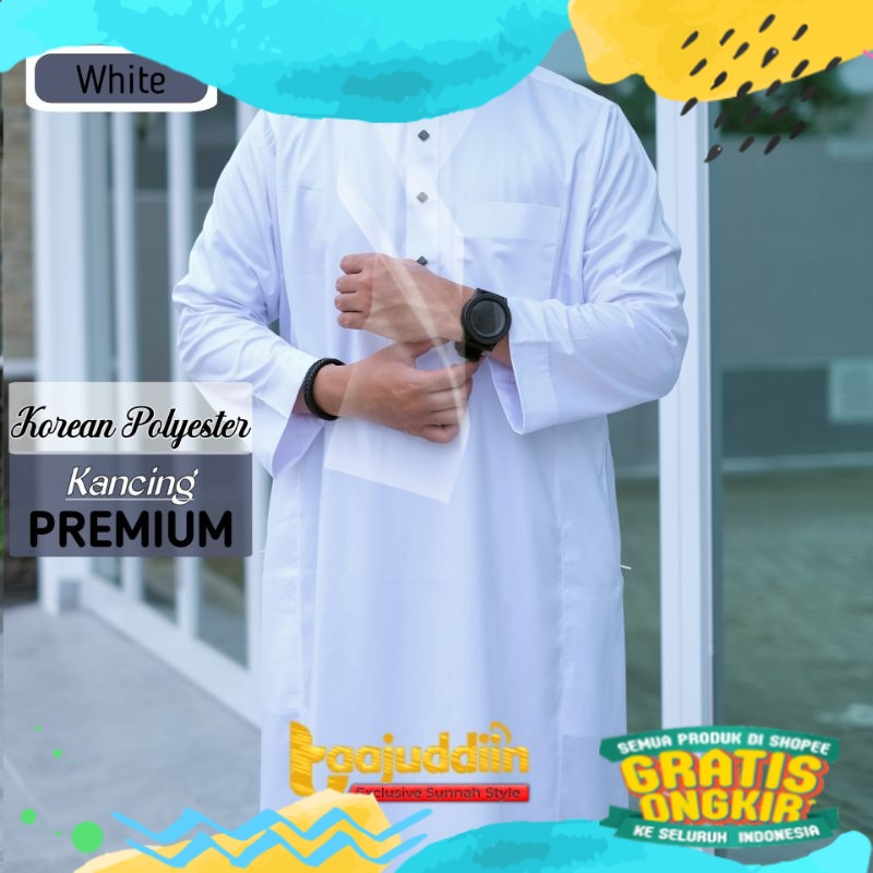 Jubah Gamis Pria Saudi Style Alharamain Polyester Korea Kancing Premium Exclusive Jubah Saudi Alharo