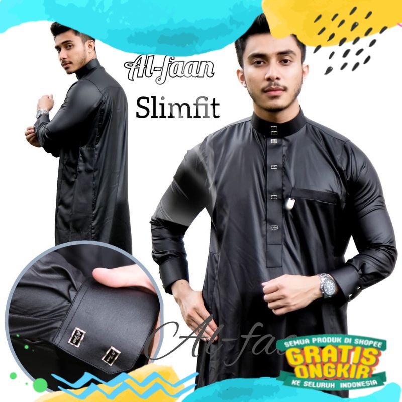 jubah pria slimfit dewasa gamis pria premium ori/ biru telur asin