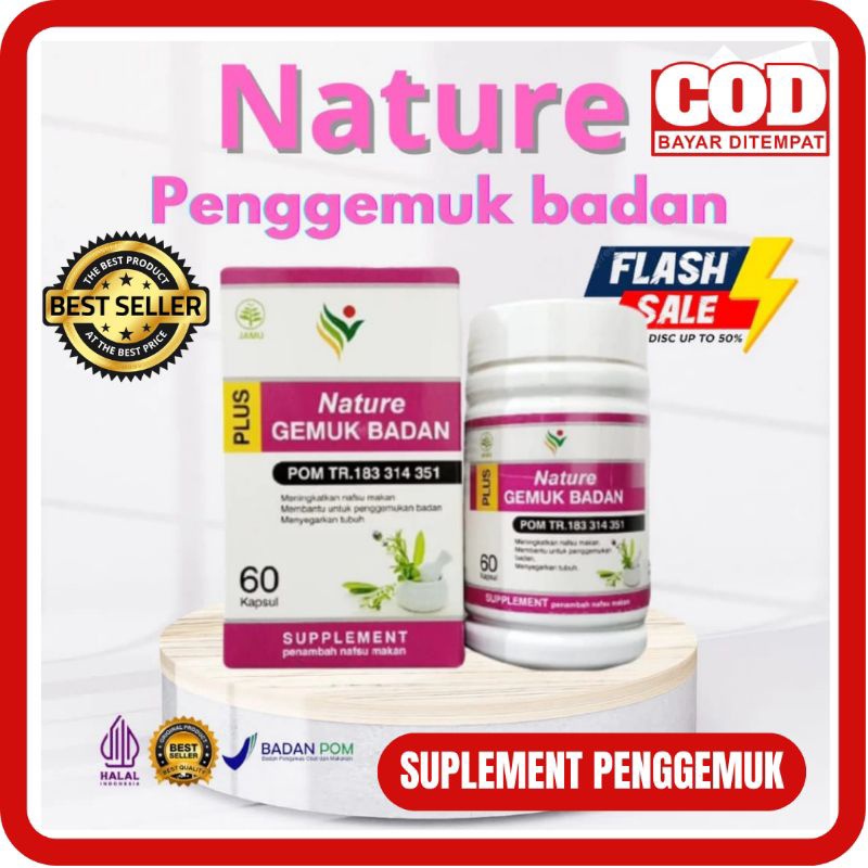 NATURE GEMUK BADAN Obat Herbal GEMUK BADAN Suplemen Penggemuk Badan BPOM isi 60