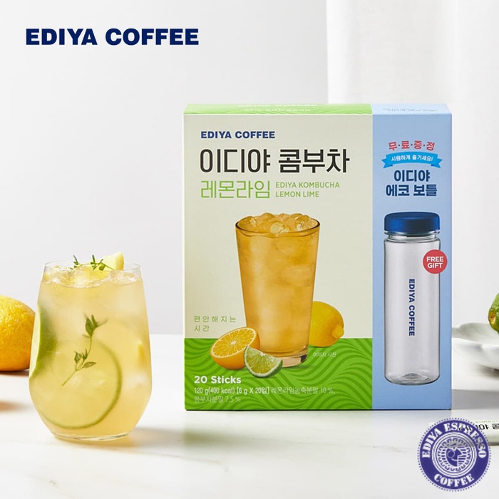 

✨PROMO✨ -EDIYA Kombucha Lemon Lime - Minuman Kemasan Korea | 1 Box