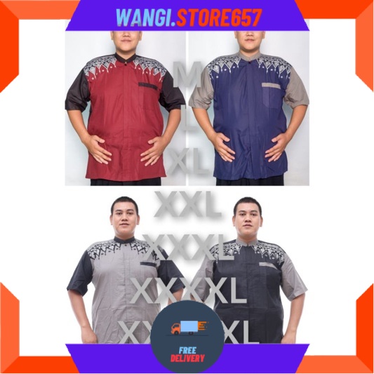 BAJU MUSLIM PRIA LAKI" BAPAK" BIGSIZE MOTIF BARU POLOS WARNA / Baju koko lengan panjang | Koko Batik