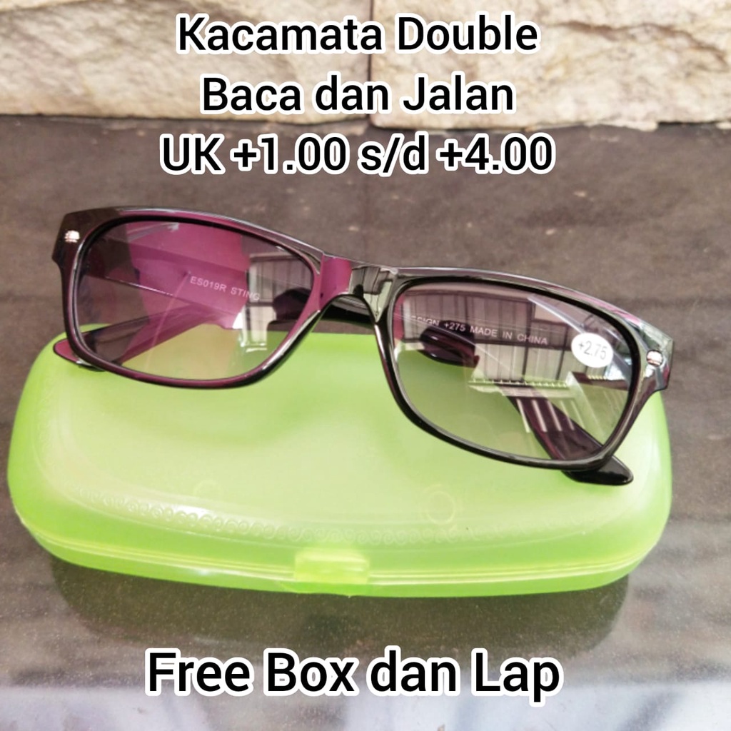 KACAMATA BACA DOUBLE (BACA DAN JALAN) - KACAMATA PLUS - KACA MATA BACA - KACAMATA RABUN DEKAT terbar
