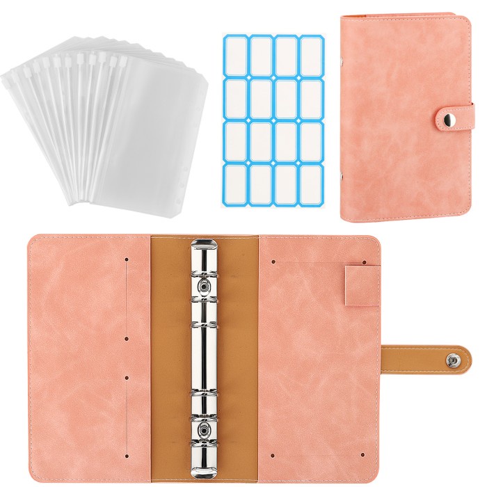 

1 Set Binder Budget Planner A6 Cash Envelope Binder PU Leather - Merah Muda