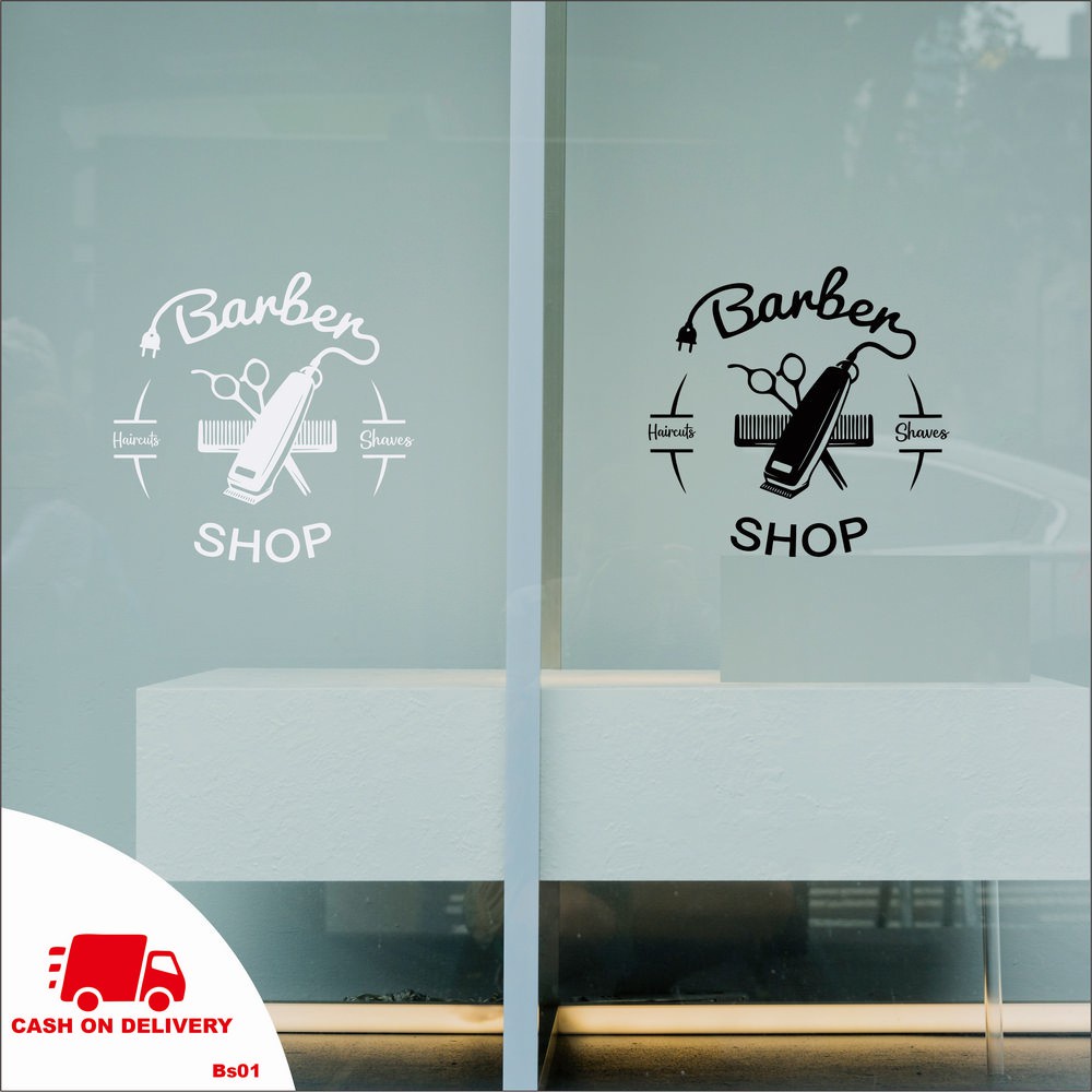 WALL STICKER BARBERSHOP CUTTING STIKER DINDING KACA BARBERSHOP-BS01