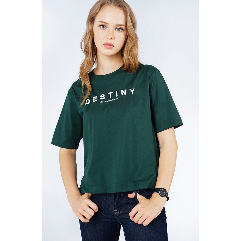 Logo Jeans Kaos Wanita Clarabel Dark Green 12804L4DN