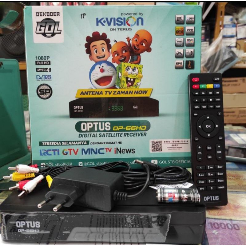 Digital Receiver GOL OPTUS OP-66HD /KVISION BROMO C2000 (Ratusan Channel Gratis) K Vision / Antena P