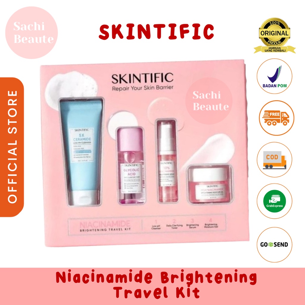 SKINTIFIC 5X Ceramide Travel Kit Skincare Paket Moisturizer Cleanser Soothing toner Serum Sunscreen 