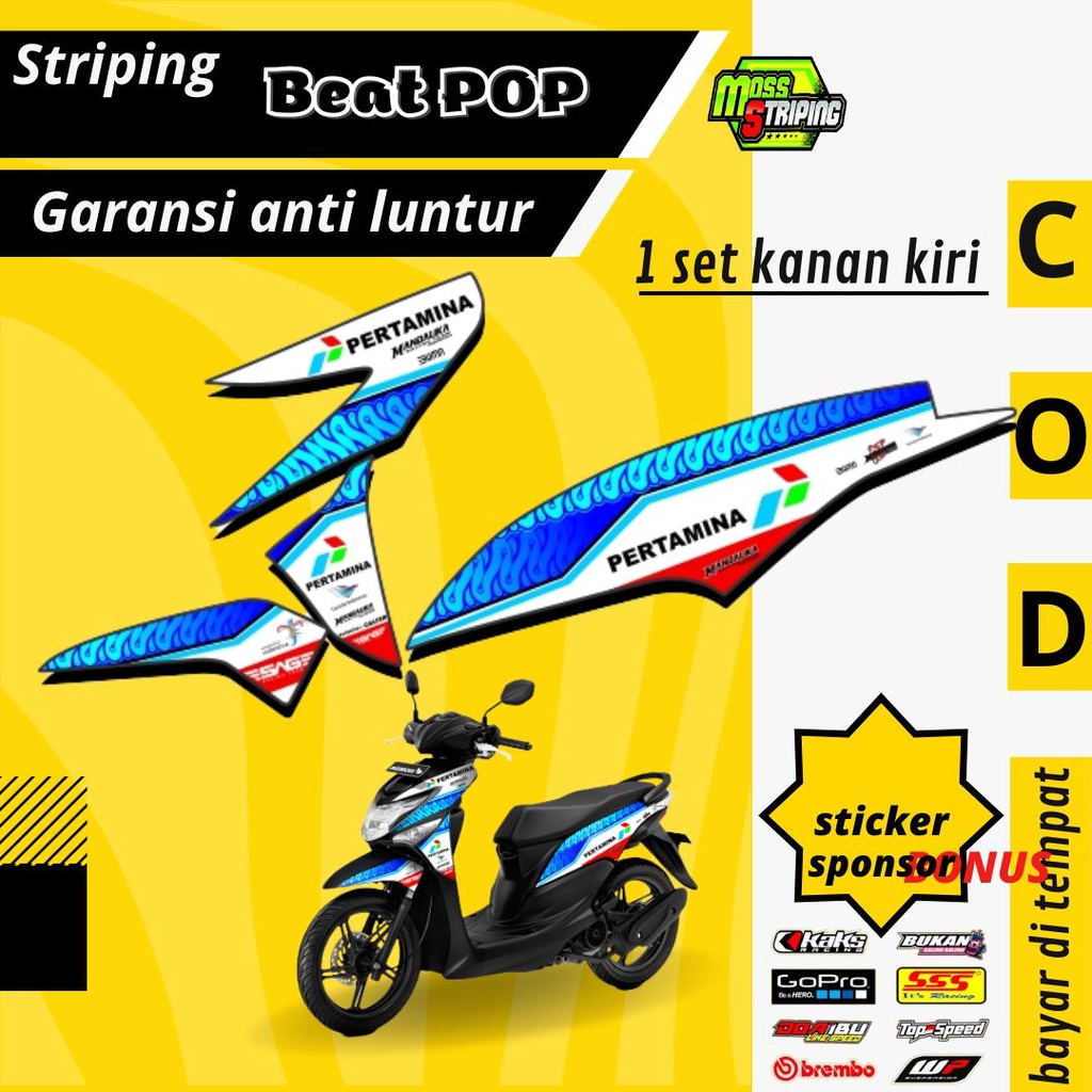 Striping Stiker Lis decal Honda Beat POP 2015 2016 2017 2018 2019 Semi Fullbody mandalika racing tea