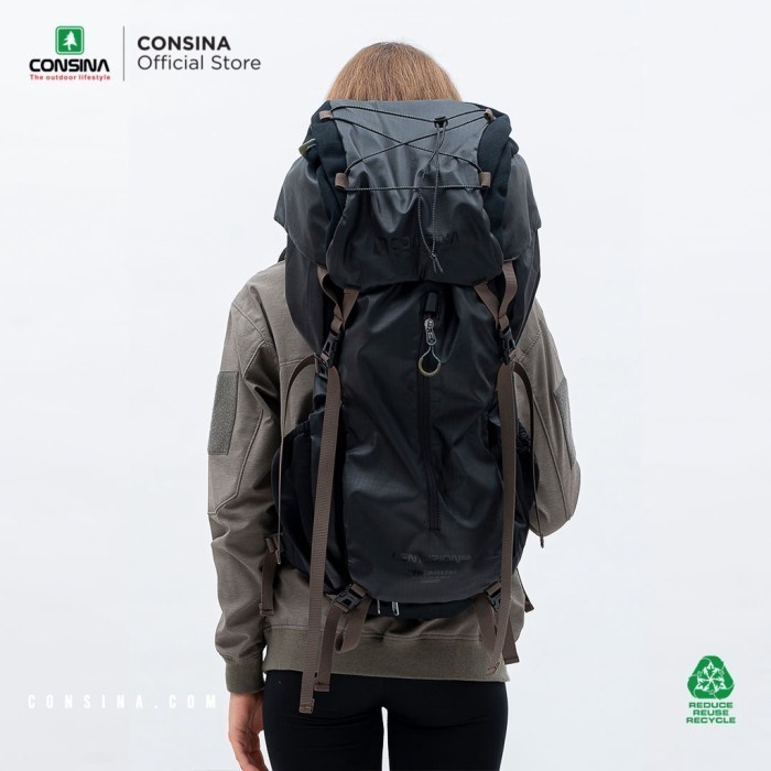 Carrier Consina Centurion BLACK ON BLACK 55L Ransel Gunung Bag
