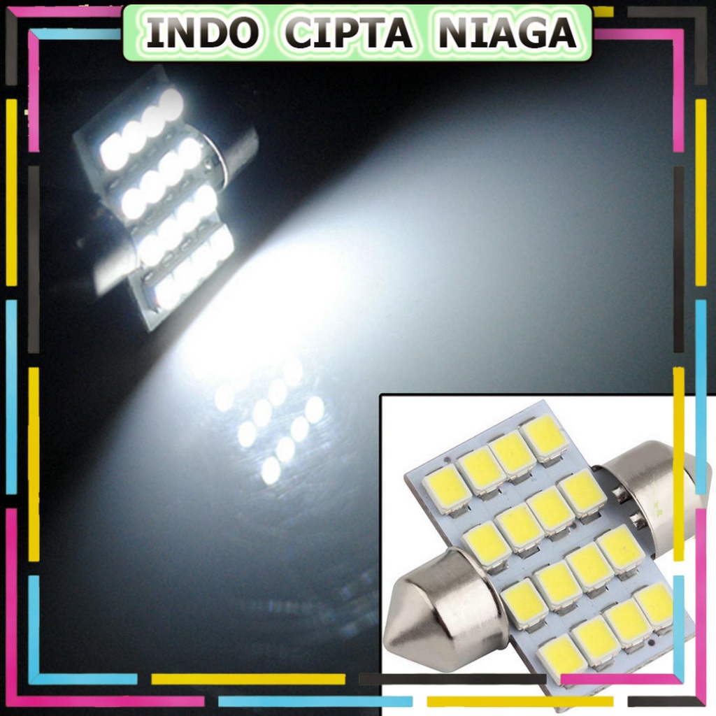 ICN - Lukstar Lampu Interior Mobil Kabin 16 LED SMD 1210 Cool White 2 PCS