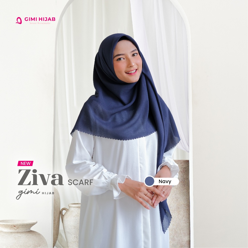 Gimi Hijab Ziva Scarf Premium Batch 1 - Scarf Premium Wanita Muslim Muslimah Hijab Segi Empat Basic Polos Terbaru Bahan Arabian Voile Warna Premium Kerudung Elegan Cantik Mewah Syari Kualitas Butik Best Seller-Navy