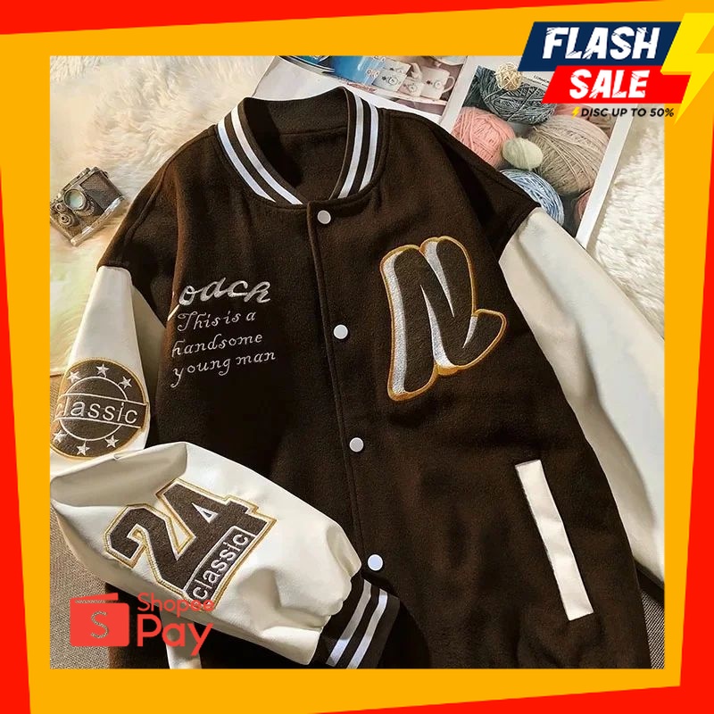 OUTFIT JKT48 | Jaket Baseball Wanita  N COACK Oversize | Varsity Jaket Baseball Wanita | Jaket Baseb