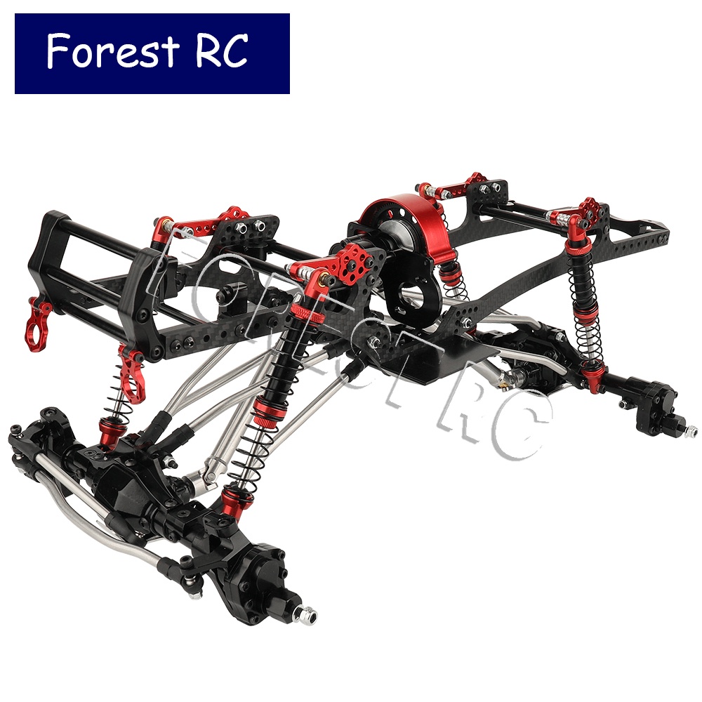 Metal and Carbon Fiber LCG RC Car Chassis Frame with Portal Front Rear Axles Gearbox Shock Adjust He
