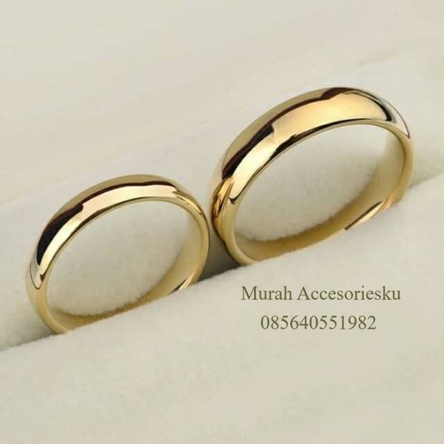 Cincin Titanium Gold Emas Wanita Pria ada size Besar Jumbo bisa couple - 16