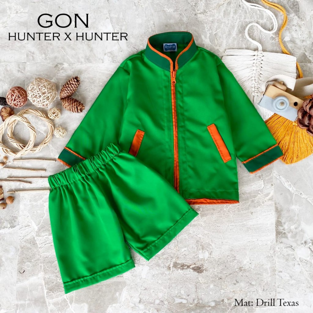 Kostum Cosplay Anime Jepang GON HUNTER Baju Karakter Anak Cowok Gon Hunter Kostum Foto Bayi Newborn