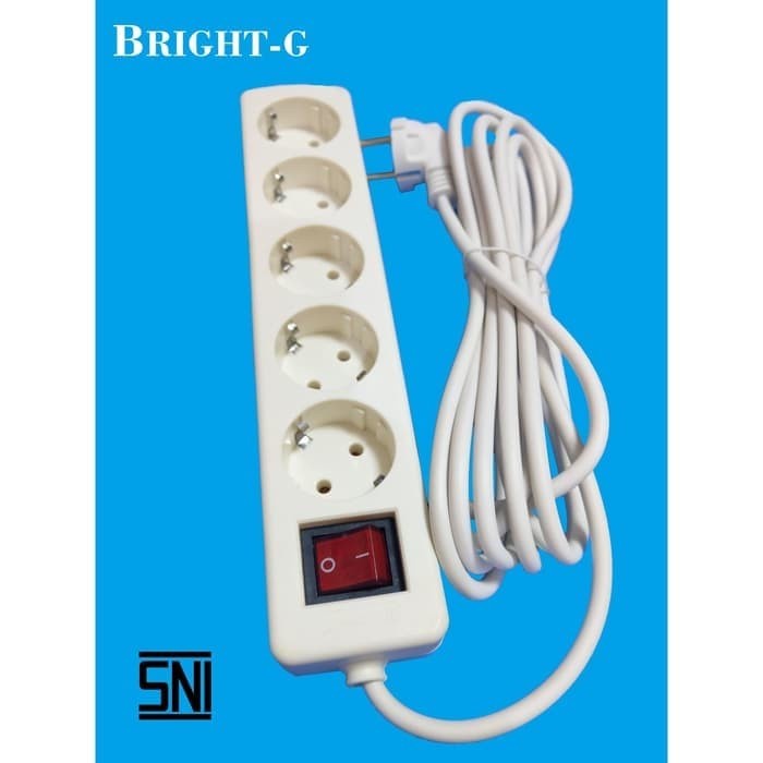 Stop Kontak 5 Lubang Kabel 5 Meter Saklar BRIGHT G BG-815L