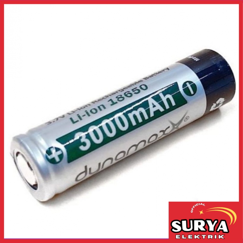Baterai Cas Ulang 18650 DynamaxX 3000mAh Li-ion 3,7V Rechargeable Flat / Datar