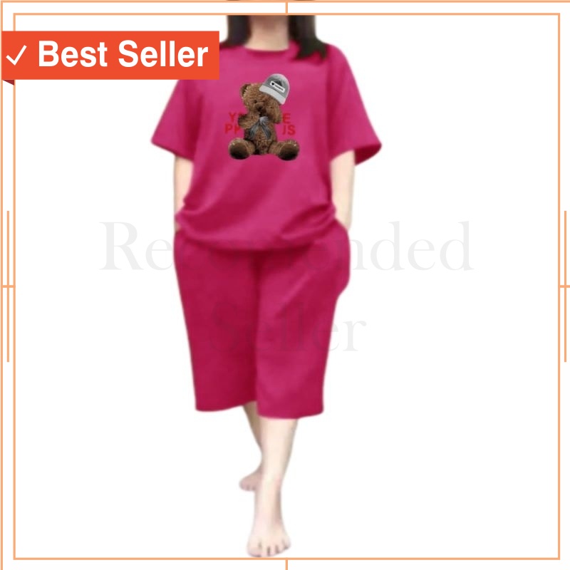 Fashion Wanita Premium - setelan wanita Dewasa Jumbo Ld 115 cm one set Baju kaos dan celana