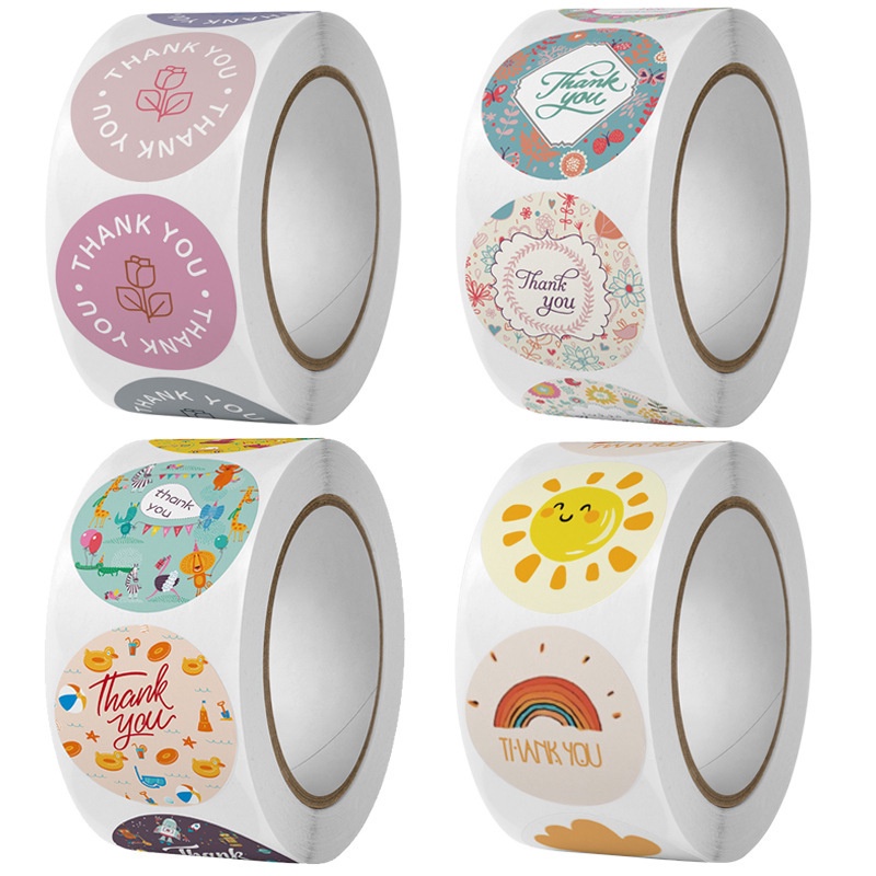 

(hocanparty) STICKER THANK YOU STIKER ROLL LABEL MAKANAN TULISAN THANK YOU 500 PC IMPOR