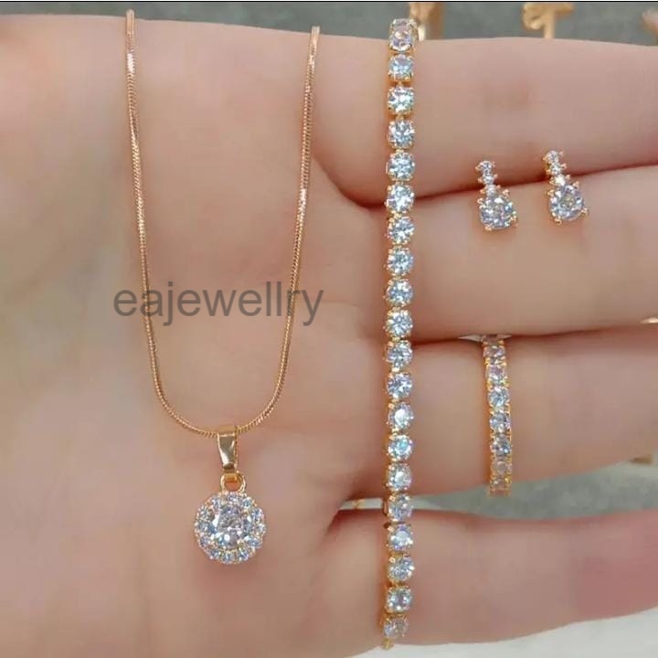 emas wanita perhiasan satu set realpict 24 karat simple elegan