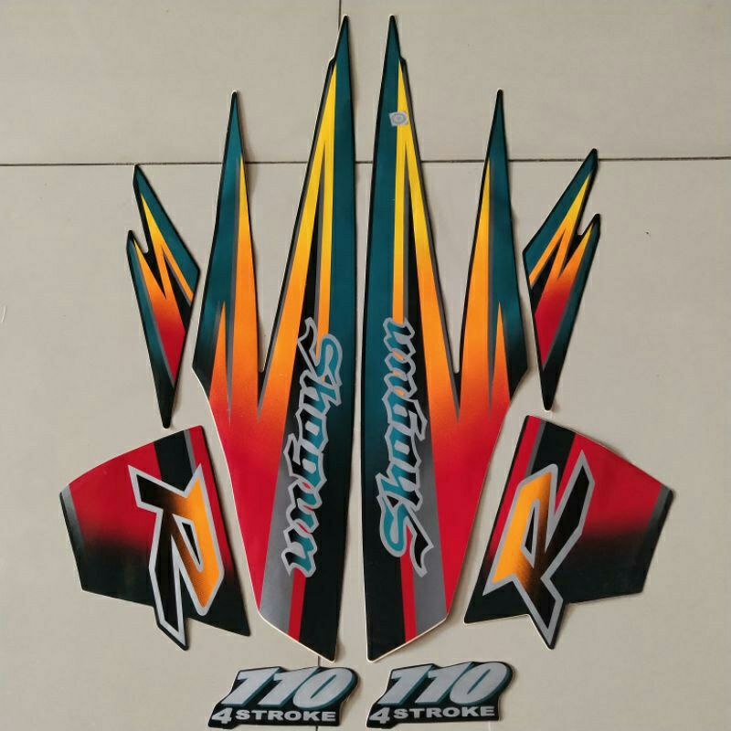 Striping Sticker Body Suzuki Shogun Kebo 110R 1997 1998 Hijau Botol Lis Bodi Stiker Shogun Kebo 110r