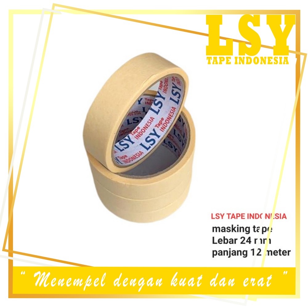 

LSY Masking Tape 24mm x 12meter Full | Lakban Kertas Perekat Serbaguna