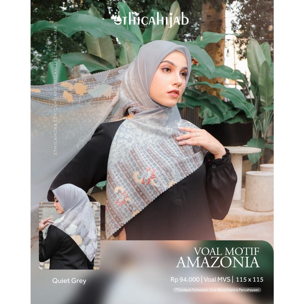 ETHICA HIJAB VOAL MOTIF AMAZONIA SPICY PUMPKIN POWDER PUFF QUIET GREY CHOCO GRANULE DUSTY CORAL VOAL