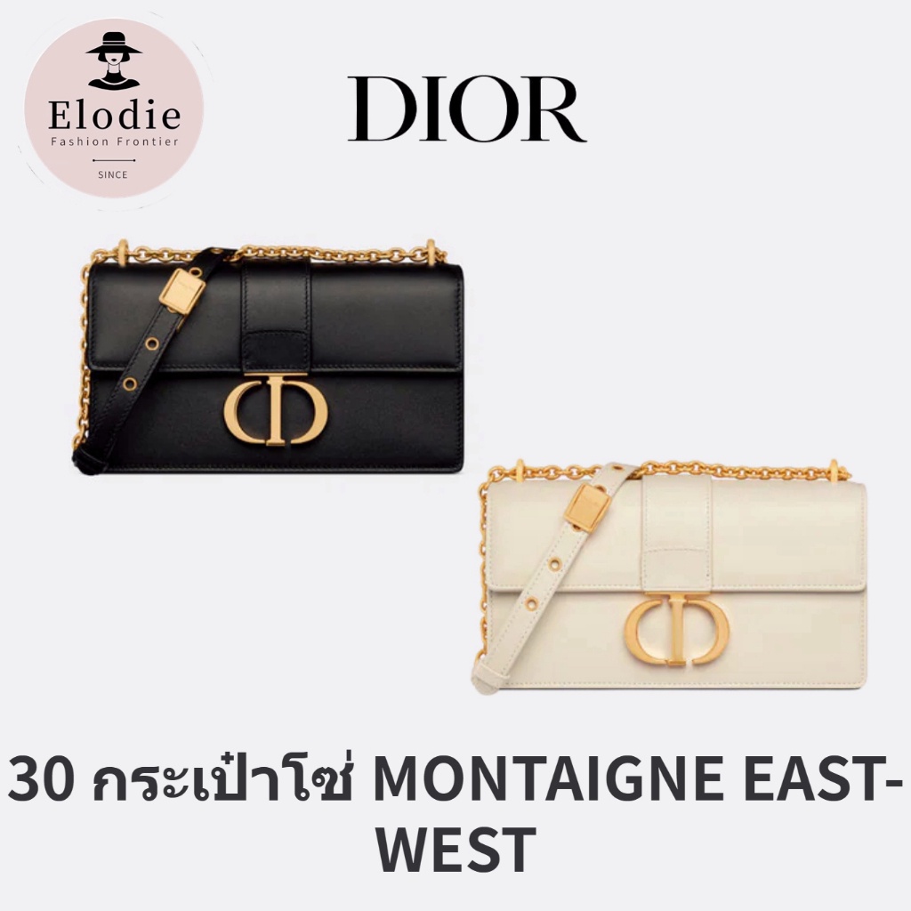 New Dior Women's Classic Style Shoulder Bag/30 Chain Wallet MONTAIGNE Thing Calfskin White/Black