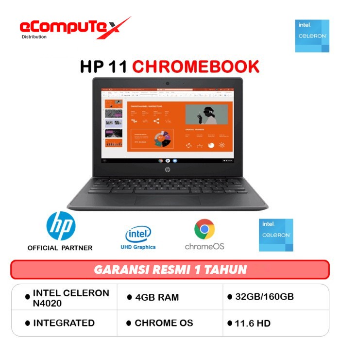 LAPTOP HP Chromebook 11 G8 N4020 4GB 32GB 11.6 Inch - Garansi Resmi
