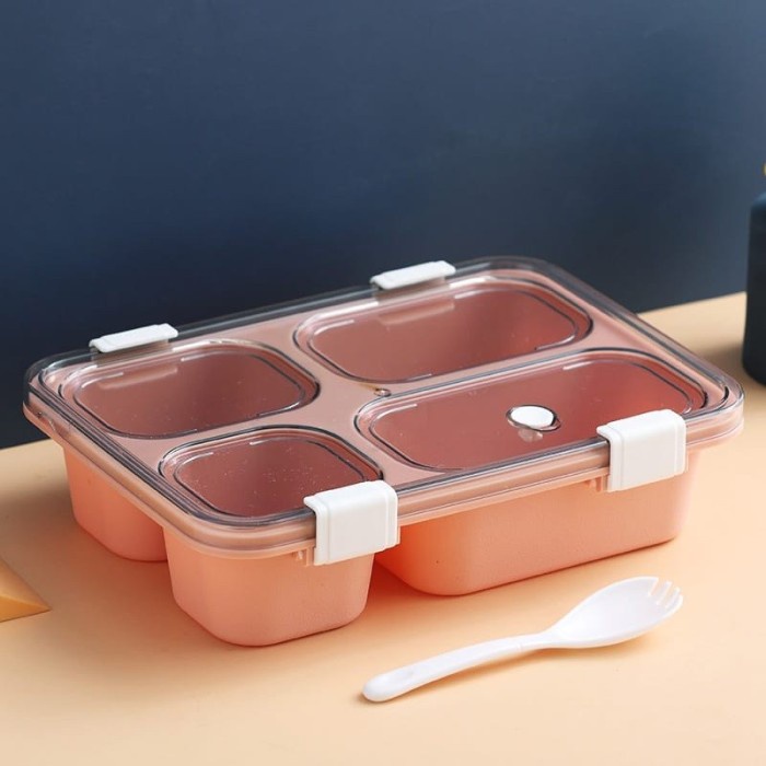 Kotak Makan 4 Sekat / 3 Sekat Lunch Box Anti Bocor BPA Free Bento Box - 3 SEKAT