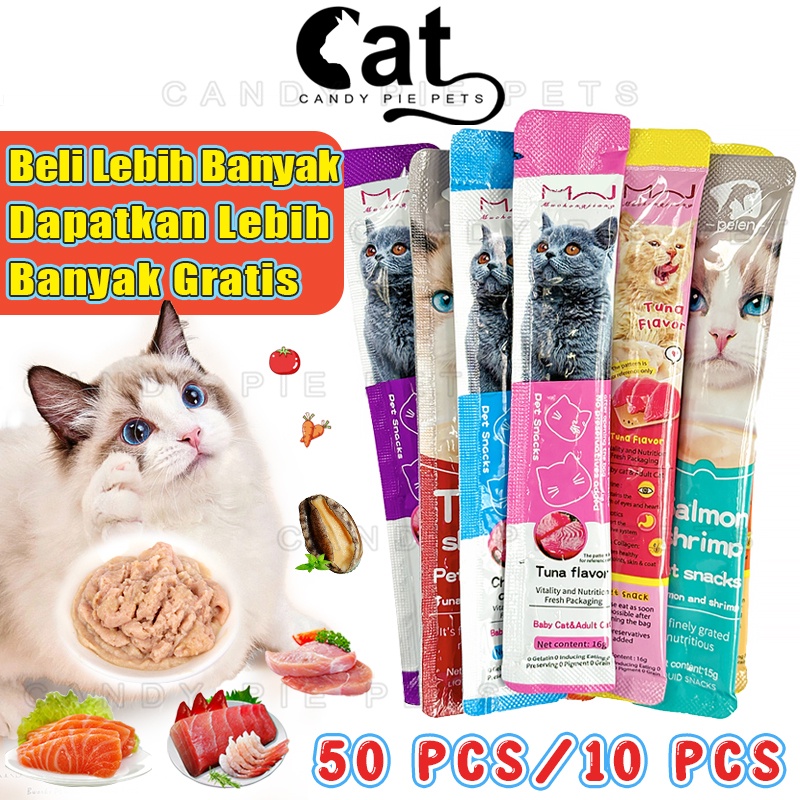 50pcs Cemilan Kucing Kitten Snack Kucing Creamy Cat Treats