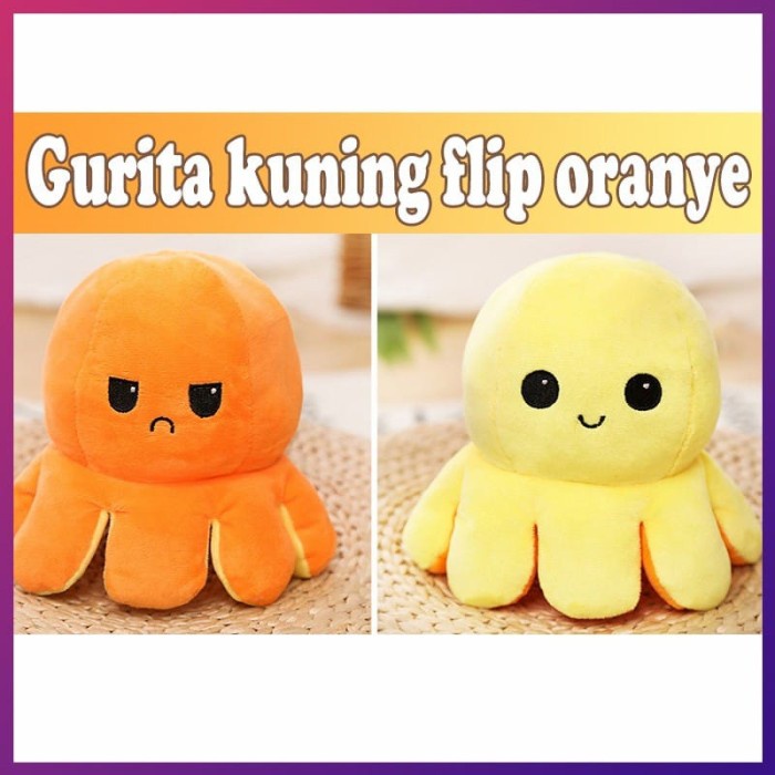 JF76 Annabella BONEKA GURITA BOLAK BALIK oktopus mood tiktok import RANDOM - Oren- Cream, 30cm