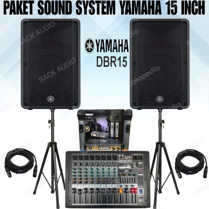 DISTRIBUTOR PAKET SOUND SYSTEM INDOOR DAN OUTDOOR 2 SPEAKER YAMAHA 15 INCH KOMPLIT