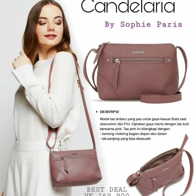 TAS CANDELARIA : PINK / BLACK SOPHIE MARTIN PARIS SELEMPANG WANITA WARNA PINK// TAS IMPORT KEREN MOD