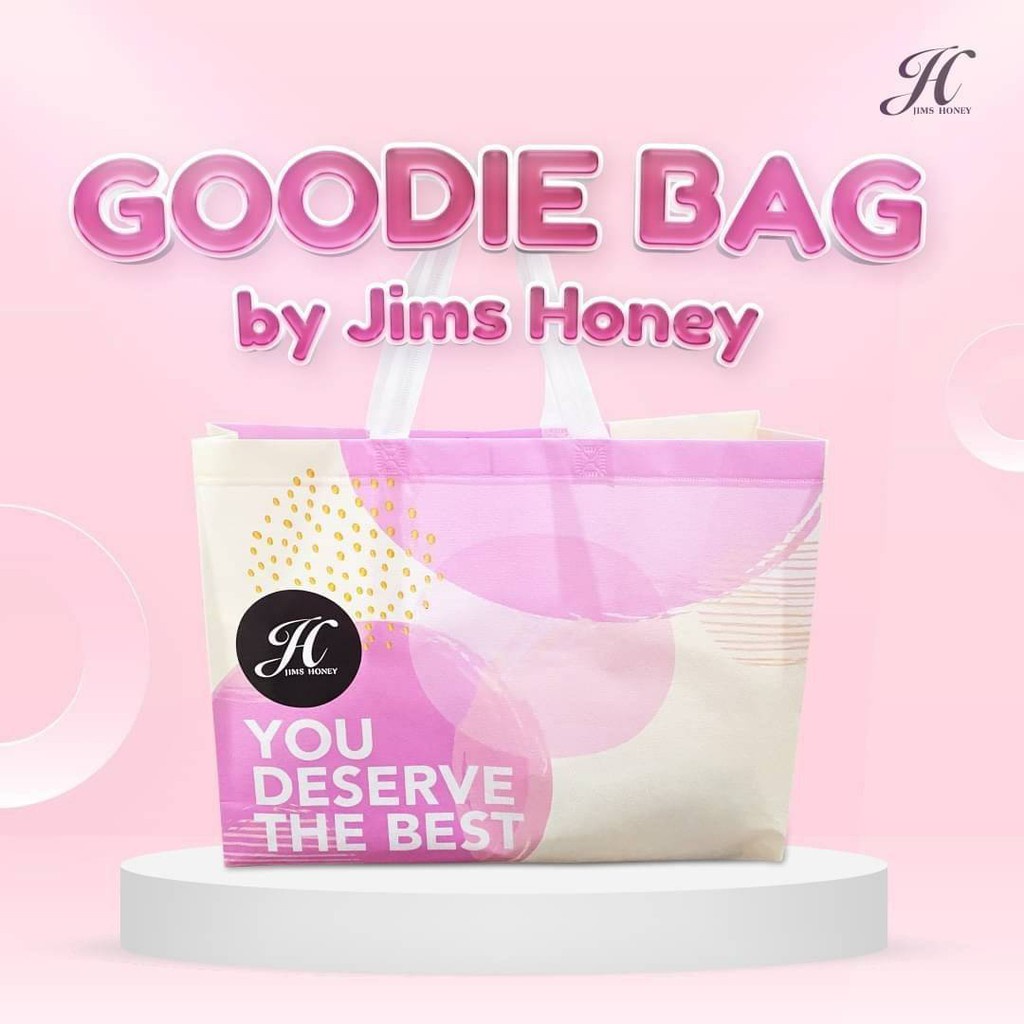 GOODIE BAG PINK BESAR JIMS HONEY Tas Belanja Shopping Bag Go Green Murah Kuat Bahan Spunbond Terbaru