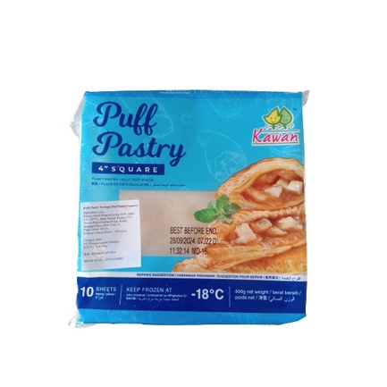 

[Big Sale] PUFF PASTRY SQUARE PERSEGI KAWAN 4 INCHI 400 GRAM ISI 10 PCS