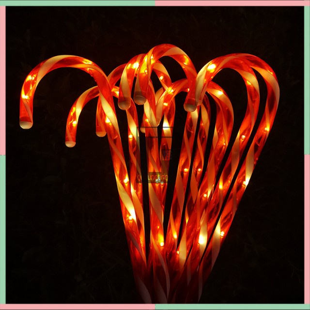 Lampu Natal Tongkat Santa Claus Stik Stick Led Solar Baterai Aksesoris Hiasan Gantung Ornamen Pohon 