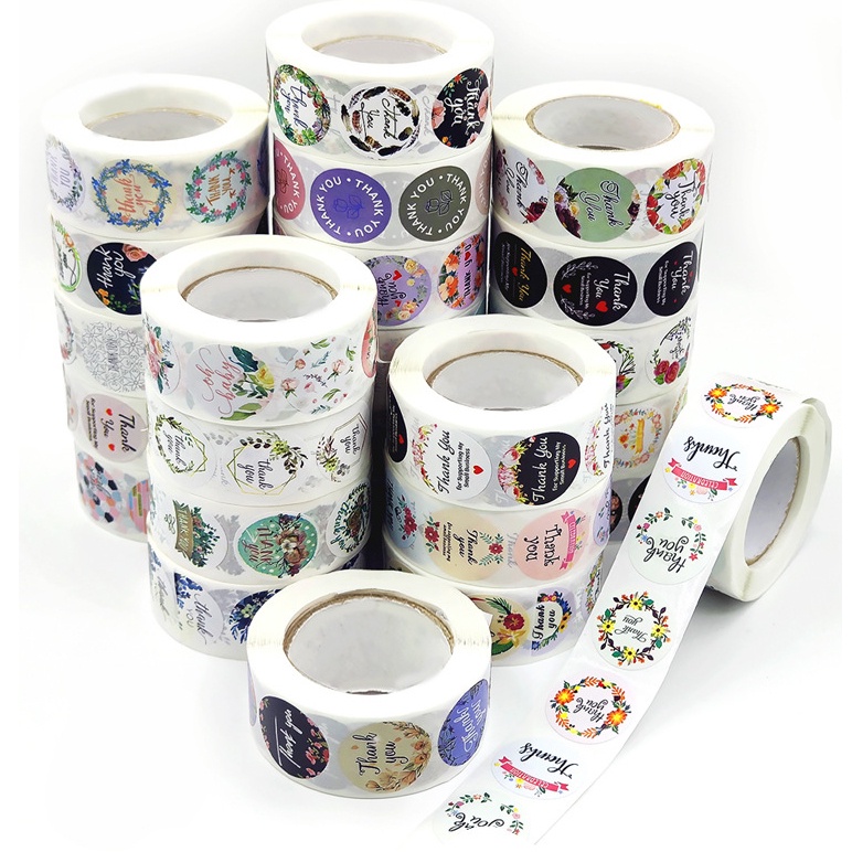 

TSN 1 Roll Stiker Terima Kasih Stiker Thank You Bulat Ucapan Untuk Packing / Stiker Label Makanan isi 500 Pcs