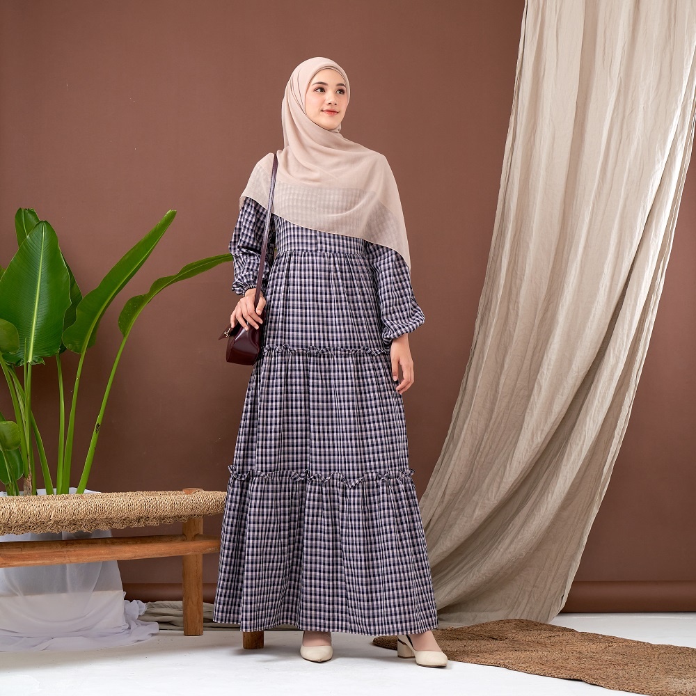 Le Khari Lituayu Gamis Katun Gamis Busui Gamis Homedress Size S - XL-Lituayu Dark Steel