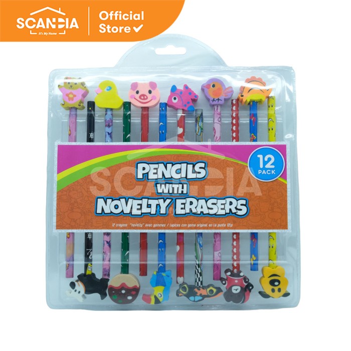 

SCANDIA Pensil & Penghapus Pencils with Animal Erasers 12pc (SE0507)