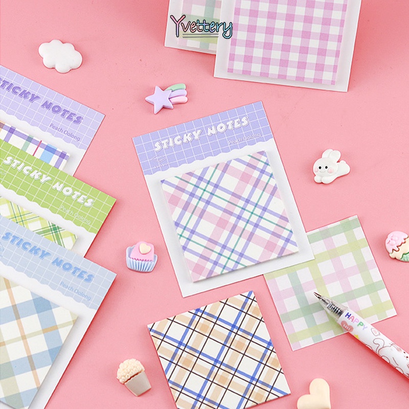 

❤️COD Stiker Kotak-kotak Gaya Sederhana Penghargaan Siswa Kantor Memo Kecil Segar Portabel-Yy