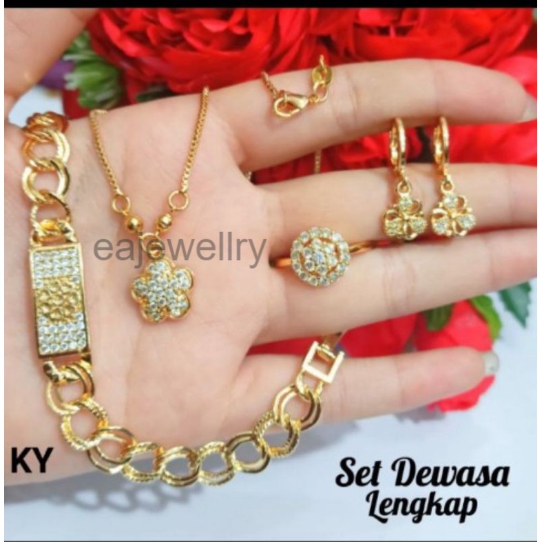 Set Perhiasan Emas Motif Bintang Realpict 24 Karat Asli