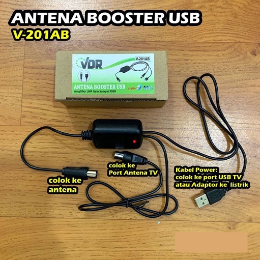 Boster Antena Amplifier TV UHF Max Gain 30dB Penguat Sinyal Digital TV